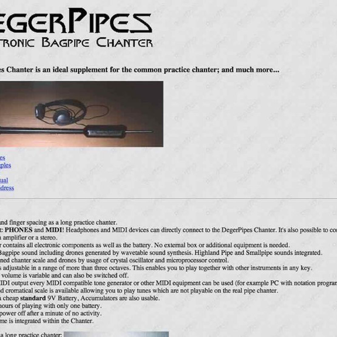 deger pipes electronic bagpipe chanter