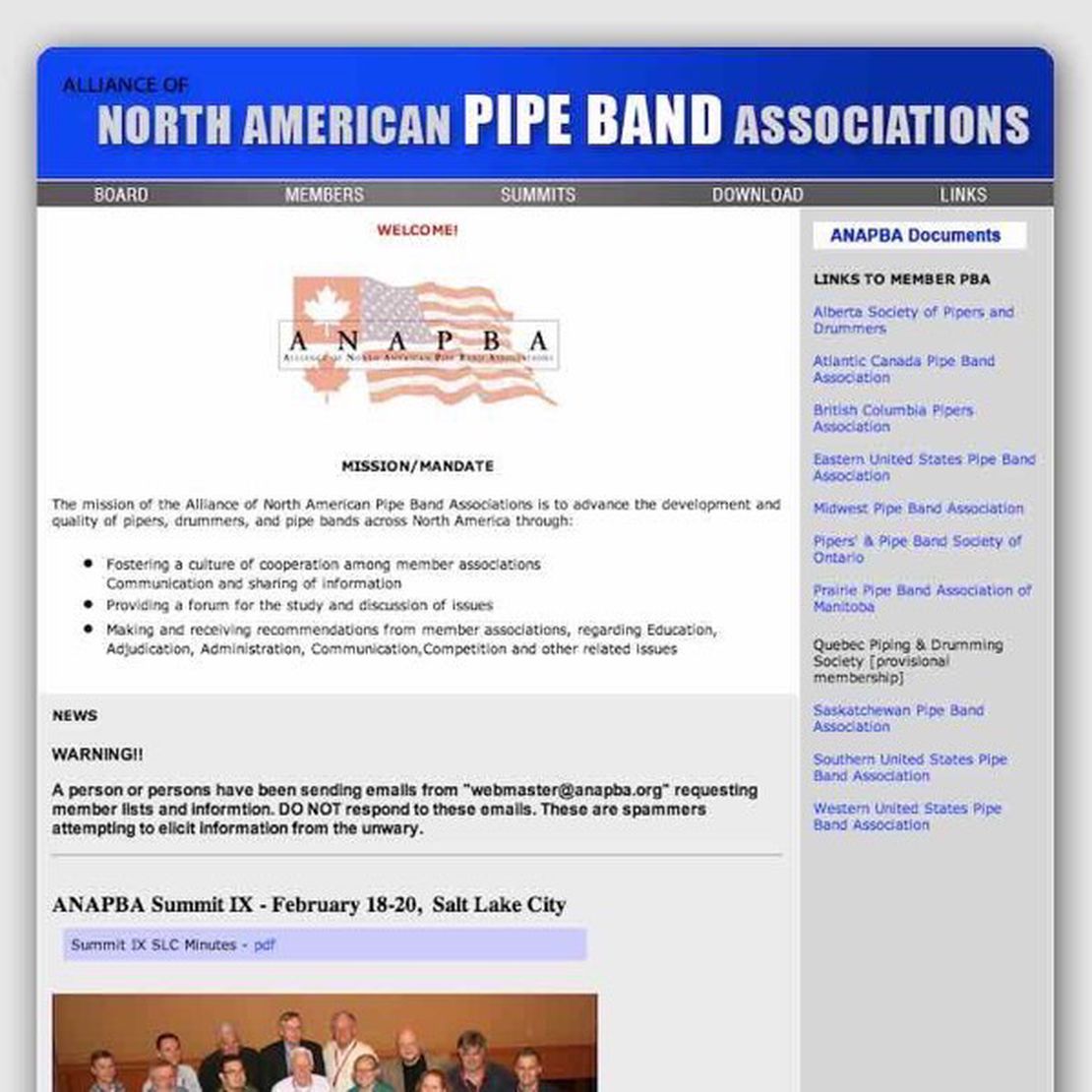 alliance of north american pipe band associations
