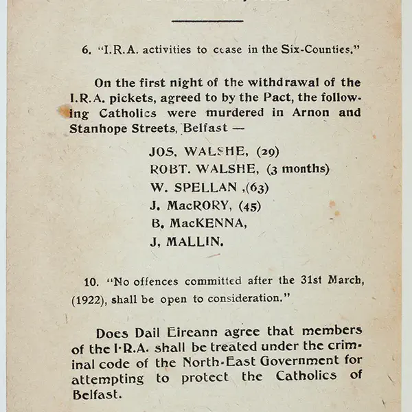 Craig-Collins Pact is signed in London. Irish Free State formally recognizes Northern Ireland government