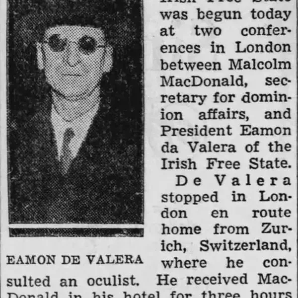 Eamon de Valera new 1937 Irish Constitution