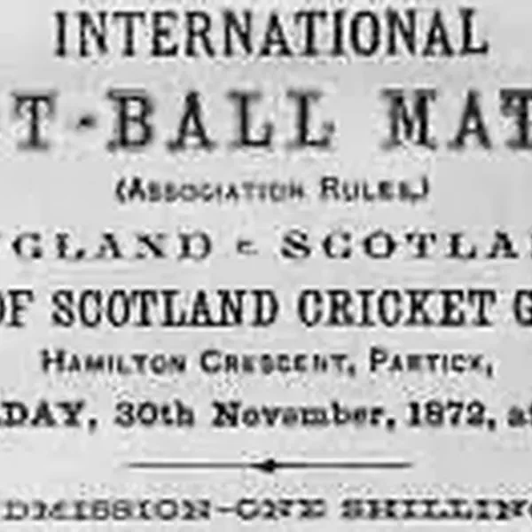 Worlds first international football (soccer) match, Scotland V England at West of Scotland Cricket Ground