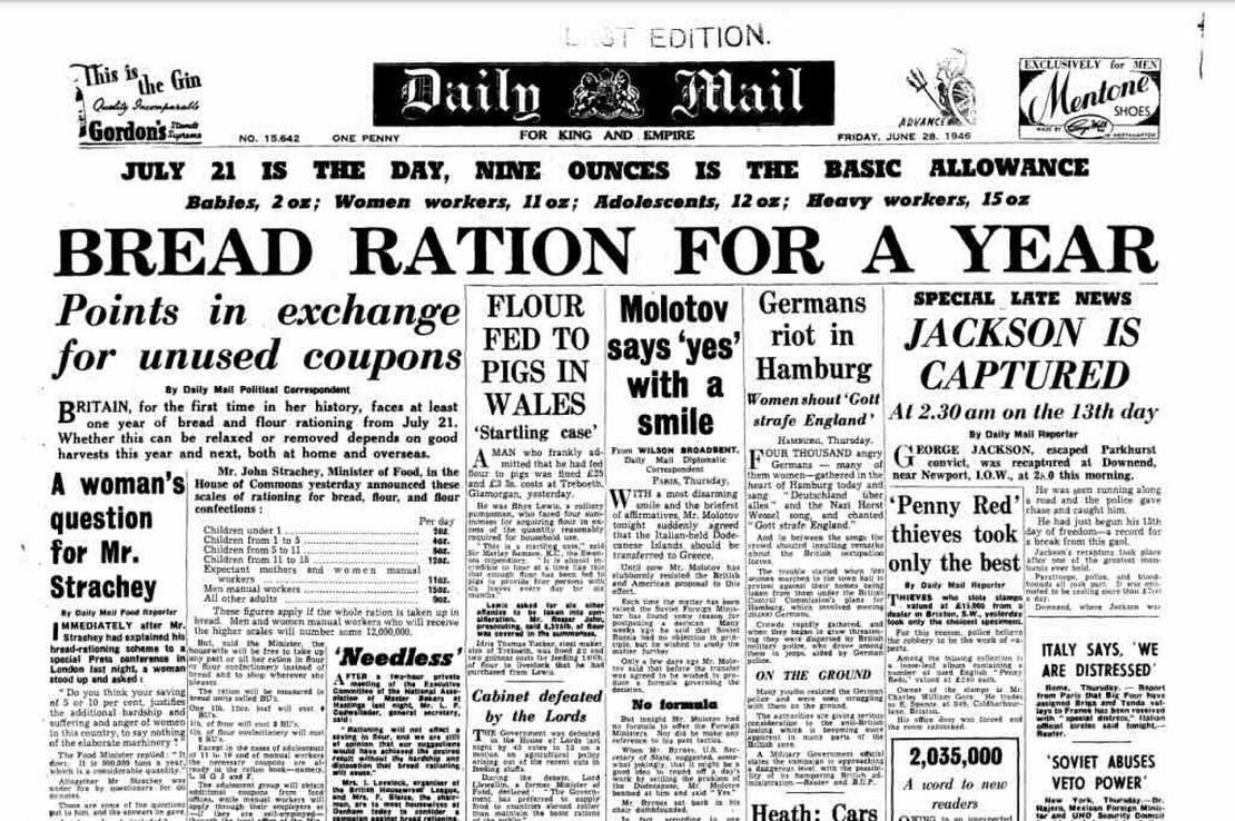 Bread rationing ends in Britain