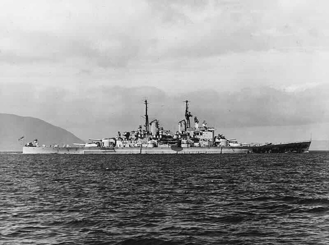 HMS Vanguard, Britains biggest and last battleship, was launched at Clydebank