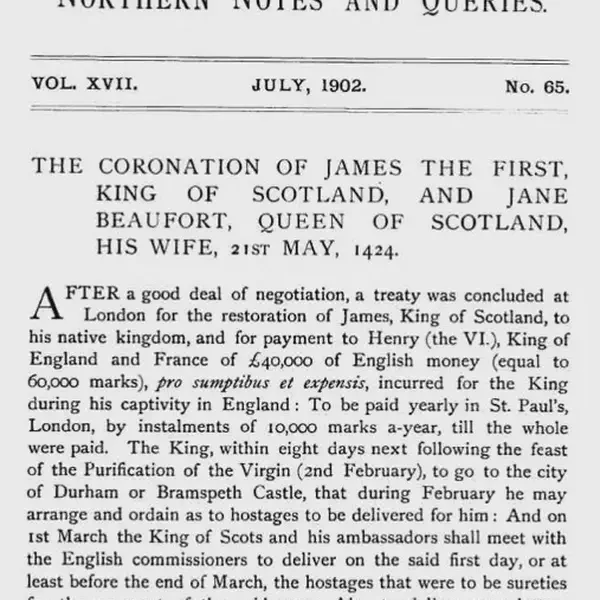 James I, is released from 18 years captivity in England