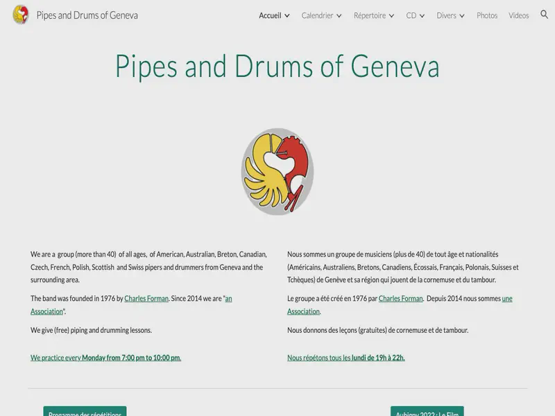 Website preview for pipesanddrumsofgeneva.googlepages.com