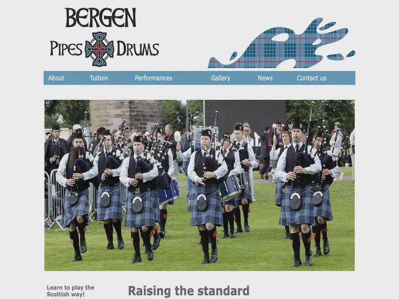 Website preview for www.bergenpipesanddrums.com