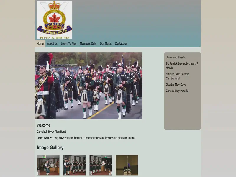 Website preview for www.campbellriverpipeband.com